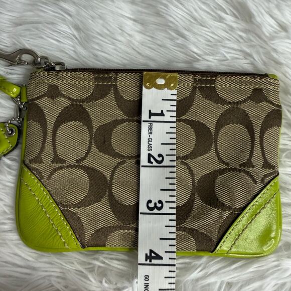 COACH y2k Soho Lime Brown Signature Canvas Wristlet - Picture 8 of 9